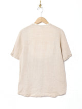 イタリア製 ノーカラー リネンブラウス