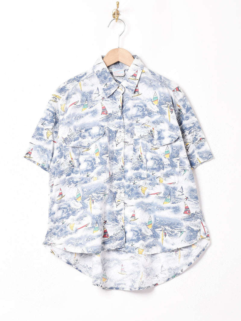 総柄 半袖シャツ