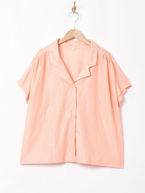 織り柄 オープンカラー半袖シャツ