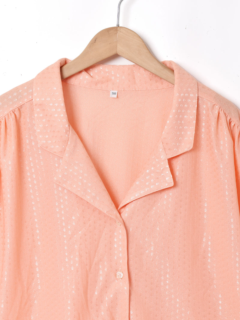 織り柄 オープンカラー半袖シャツ