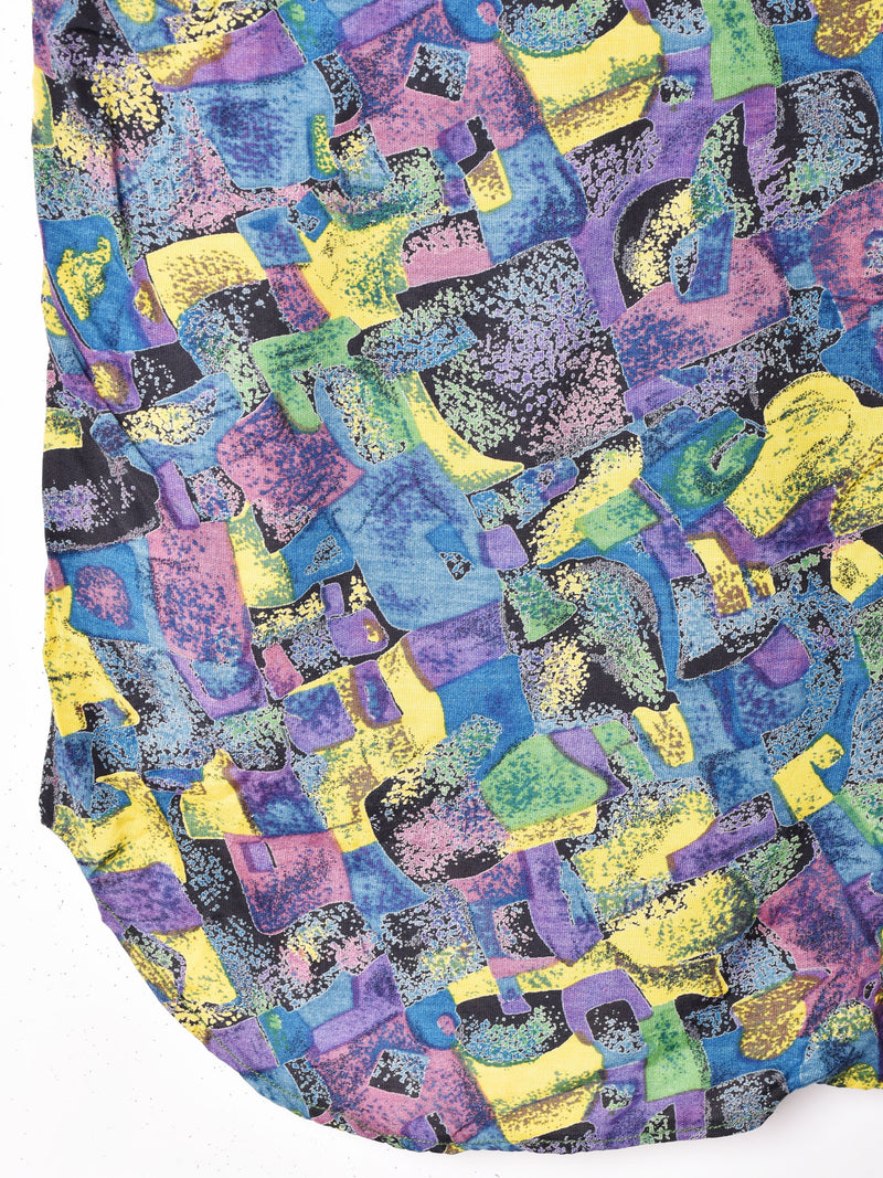 西ドイツ製 総柄 ノーカラー半袖シャツ