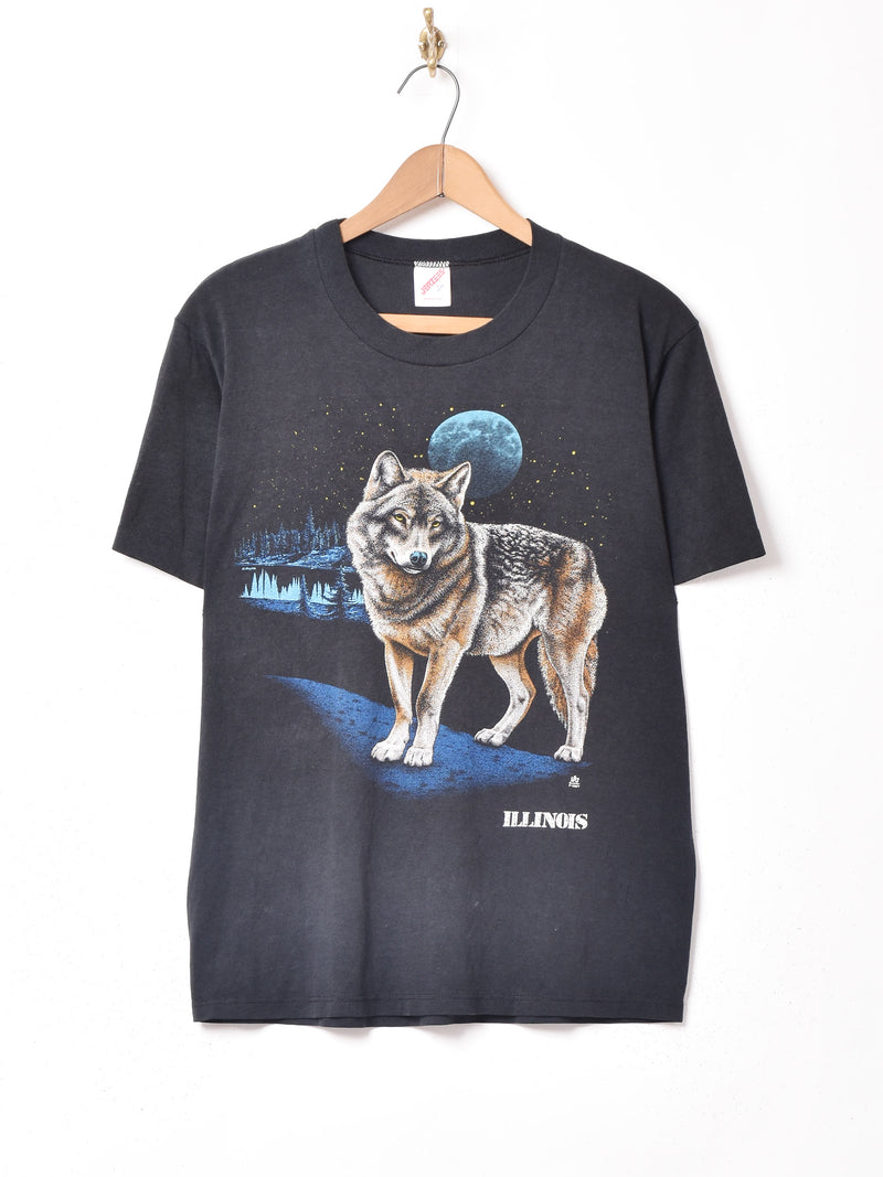 アメリカ製 オオカミ プリントTシャツ