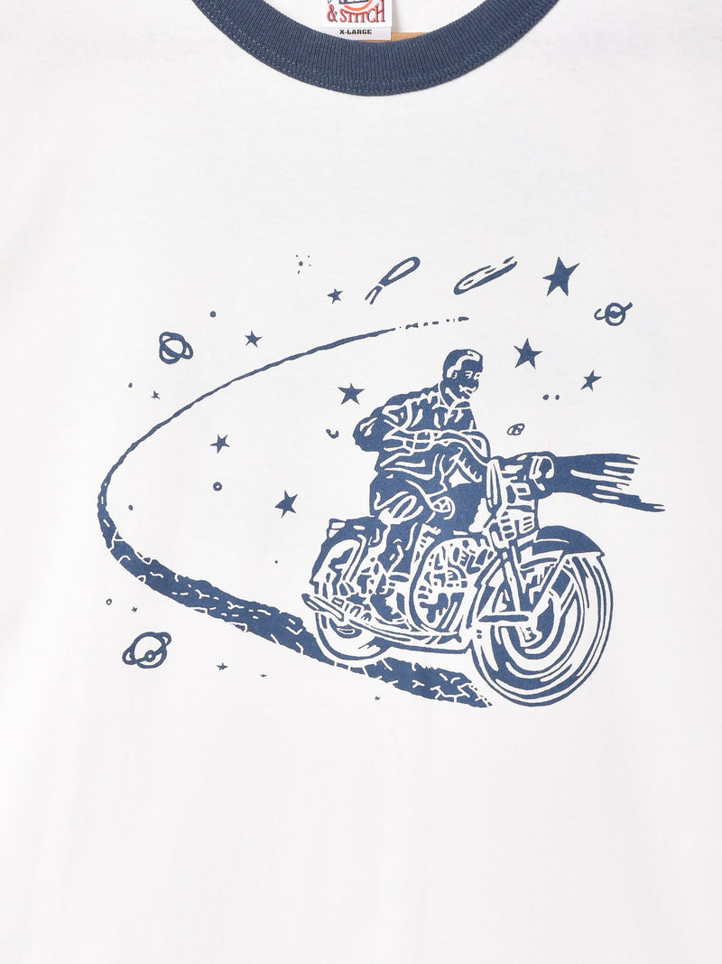 【2色展開】 バイクプリント リンガーTシャツ
