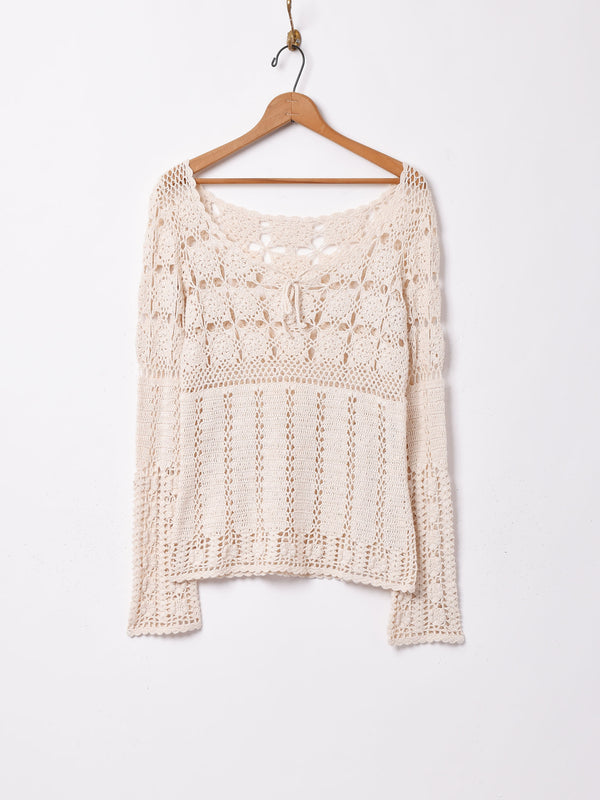 長袖 クロシェトップス