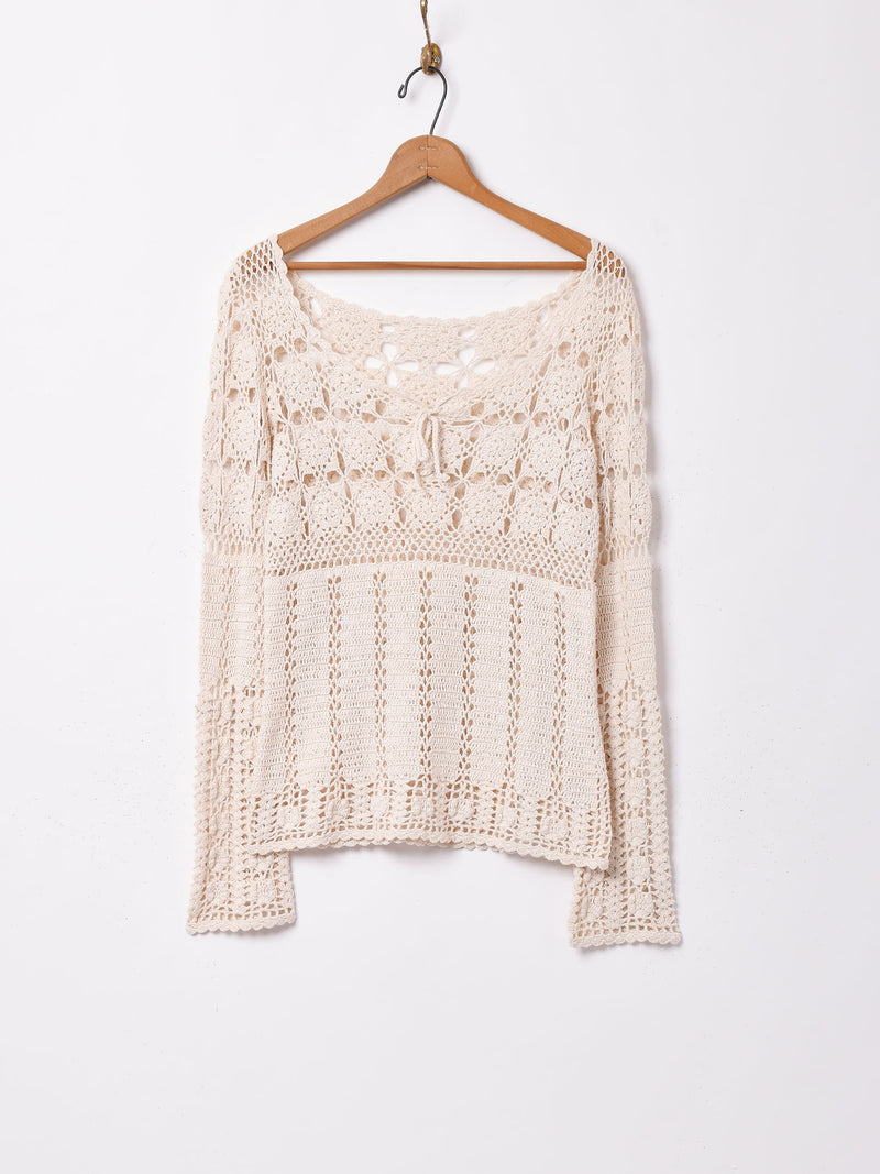 長袖 クロシェトップス