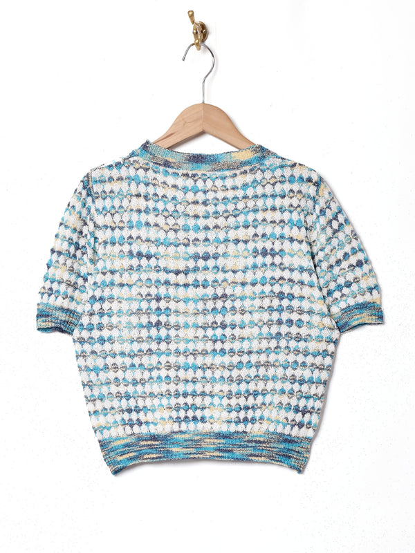 【2色展開】Meridian グラデーションドット 半袖セーター