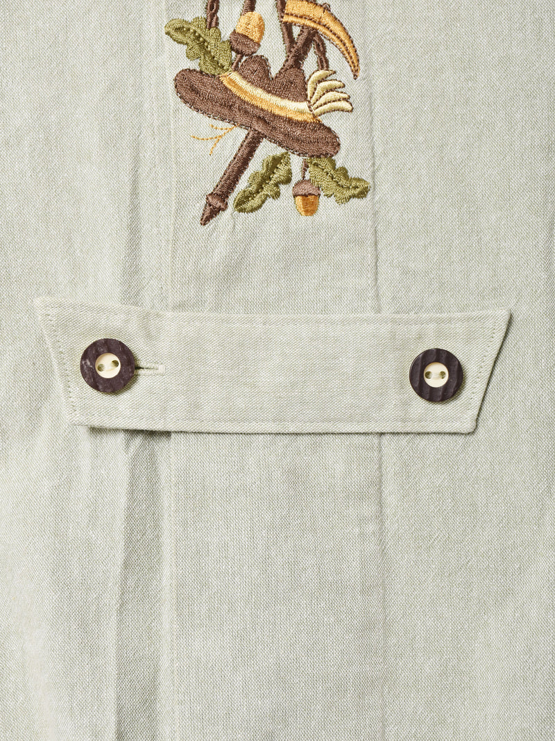 刺繍 スタンドカラー 長袖チロルシャツ