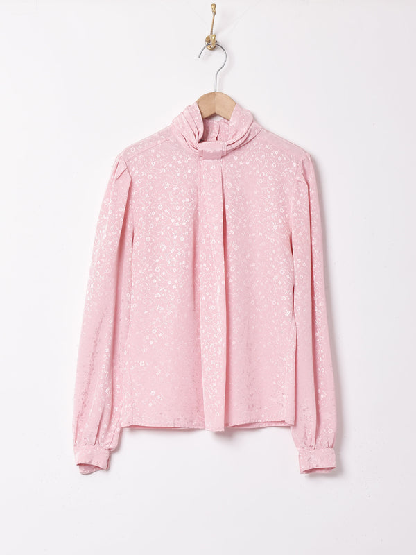 織り柄 長袖ブラウス