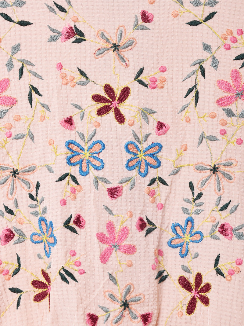 バックリボン 刺繍長袖トップス