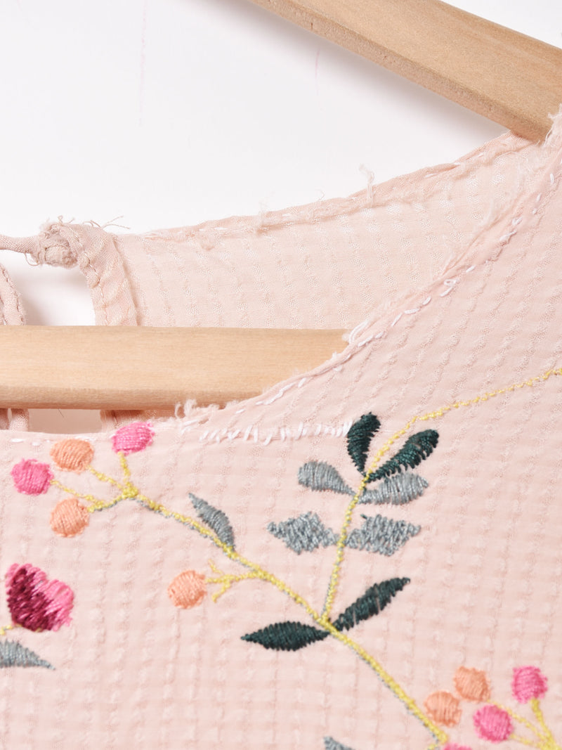 バックリボン 刺繍長袖トップス