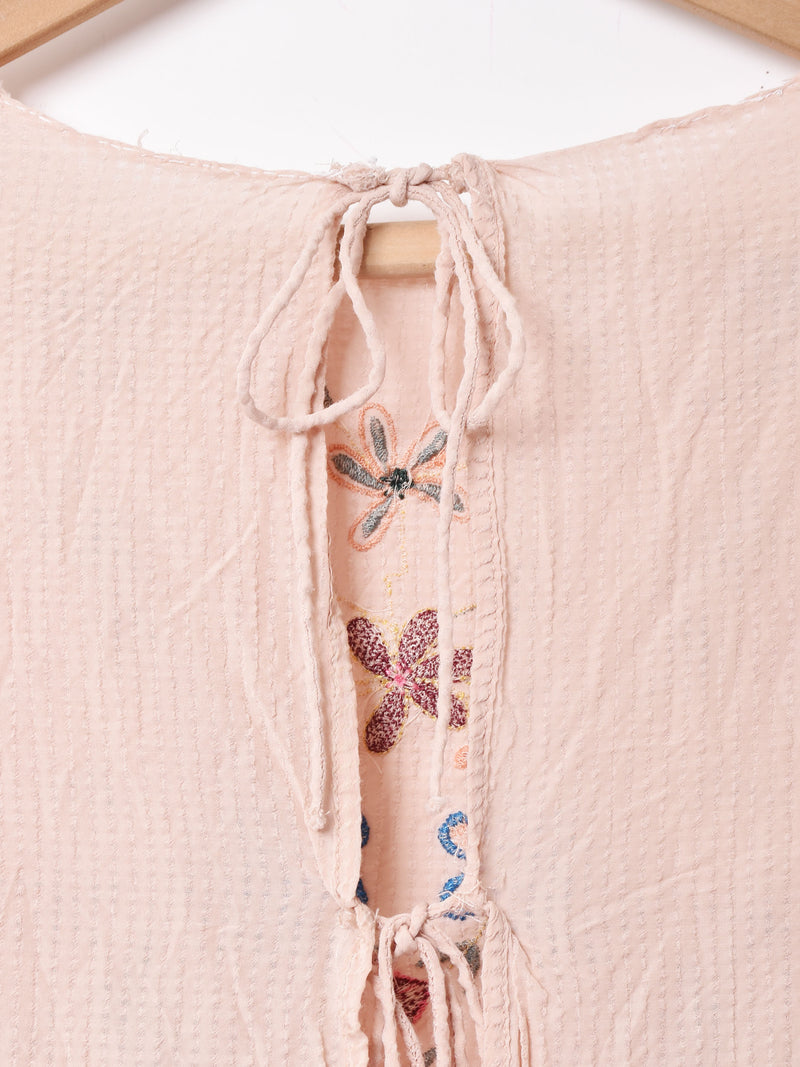 バックリボン 刺繍長袖トップス