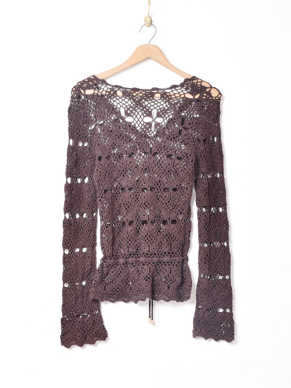 クロシェ長袖トップス