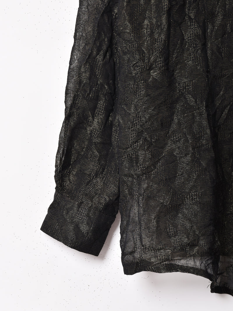 メタリック シースルー 長袖シャツ