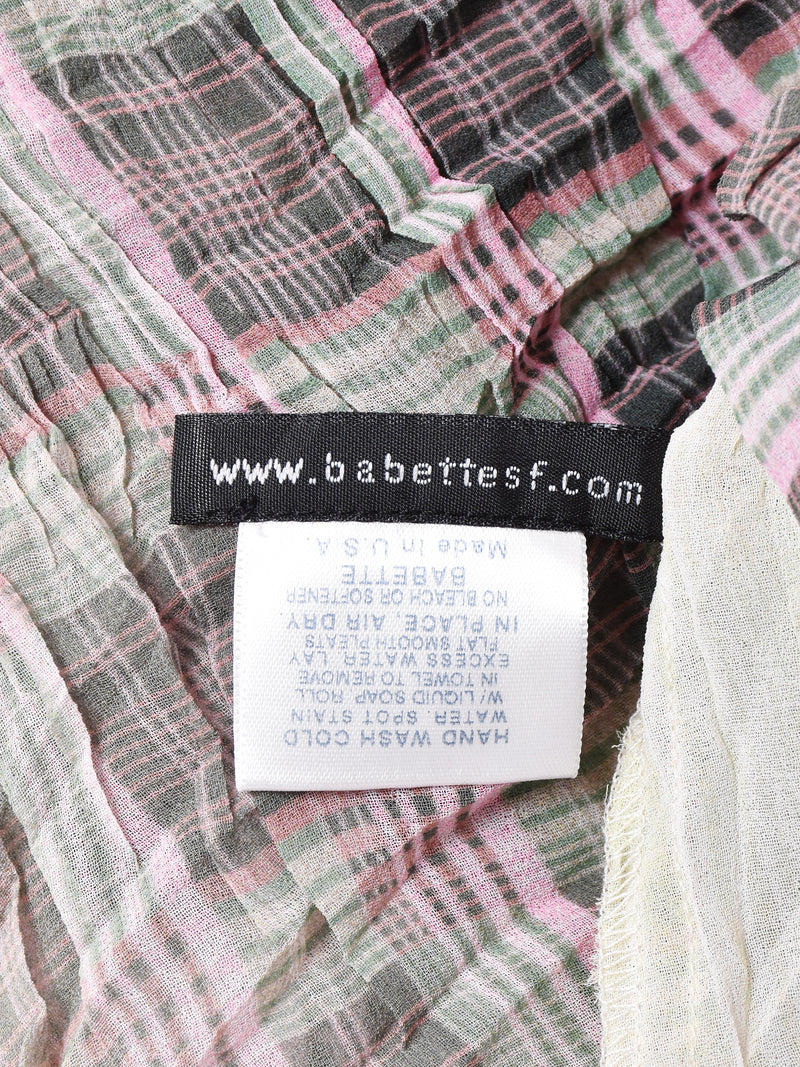 アメリカ製 チェック 長袖 シースルートップス