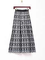 【2色展開】Meridian カットワーク刺繍 ティアードスカート