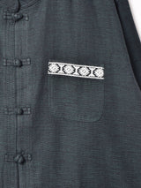 【2色展開】Backers 刺繍 織り チャイナシャツ