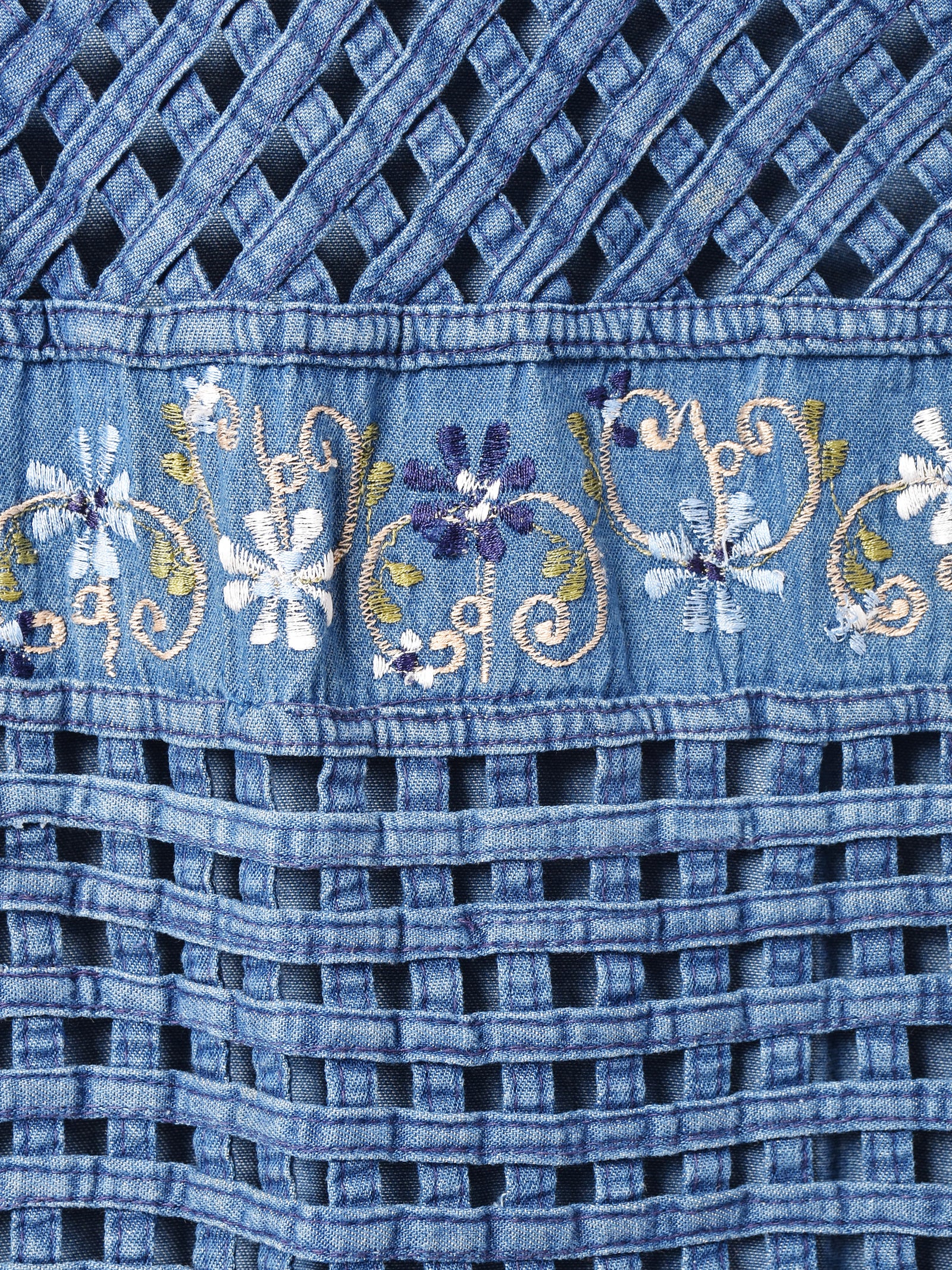 刺繍メッシュベスト 刺繍入り デニムメッシュベスト – 古着屋Top of the Hillの