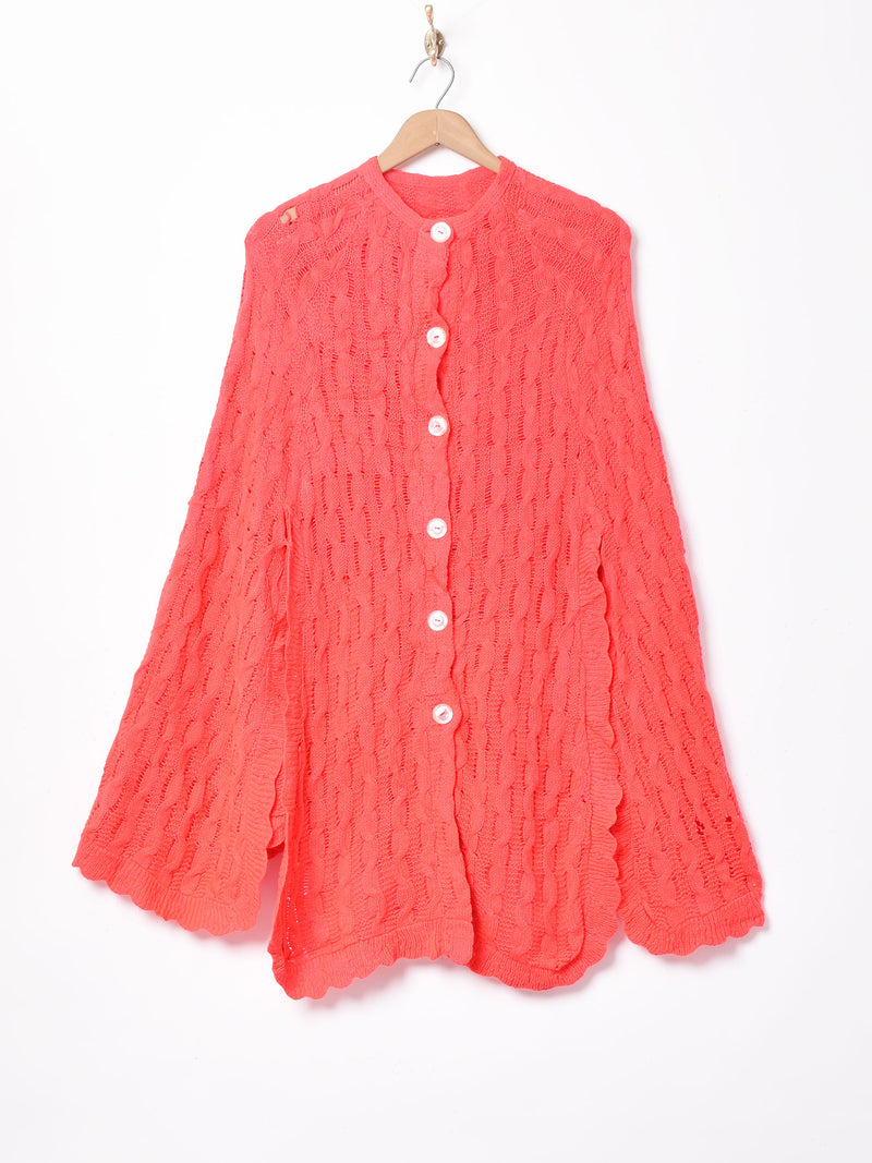 ケーブル編み ニットポンチョ