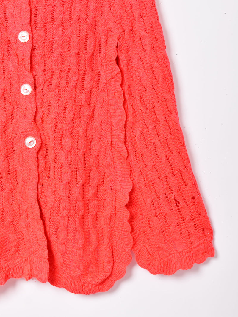 ケーブル編み ニットポンチョ