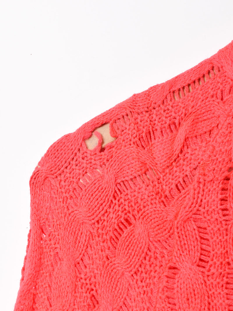 ケーブル編み ニットポンチョ