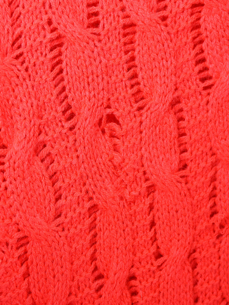 ケーブル編み ニットポンチョ