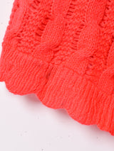 ケーブル編み ニットポンチョ