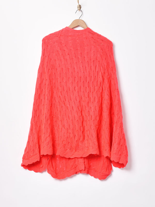 ケーブル編み ニットポンチョ
