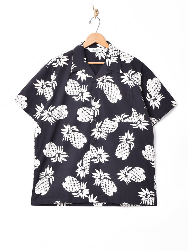 Backersパイナップルパターン オープンカラー 半袖シャツ