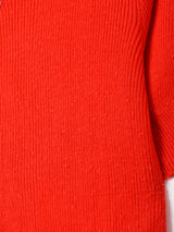 花刺繍 リブ 半袖セーター