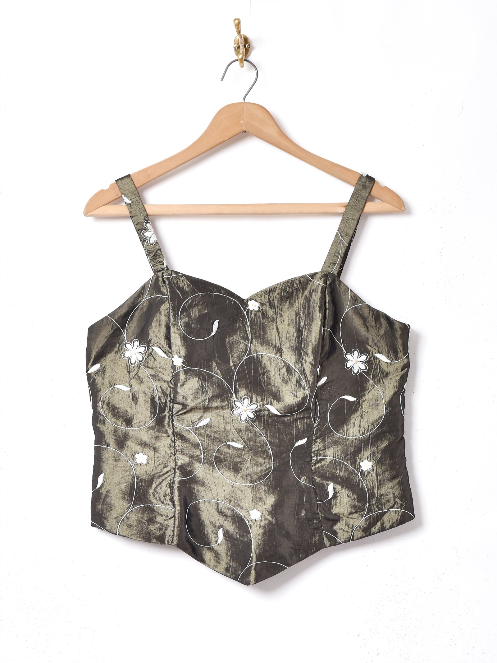 70s　ヴィンテージ　ビスチェ　刺繍 フラワー刺繍 ビスチェ – 古着屋Top of the Hillのネット通販サイト