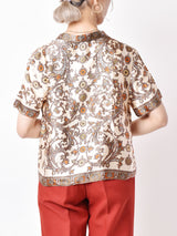 アラベスクパターン 半袖シルクシャツ