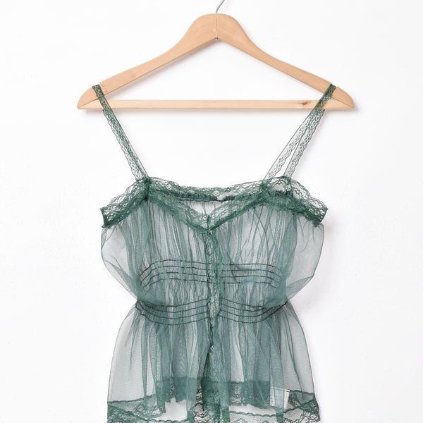 No.723シースルーレース刺繍緑半袖シャツブラウストップス古着ヴィンテージ 181725899.jpg?cmsp_timestamp=