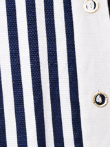 カラー刺繍 ストライプ半袖シャツ