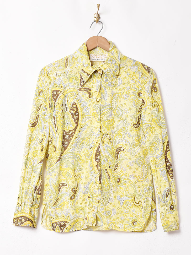 ライカ  ベストピア ペイズリーにチーター柄 シックな色味のシルクシャツ 長袖