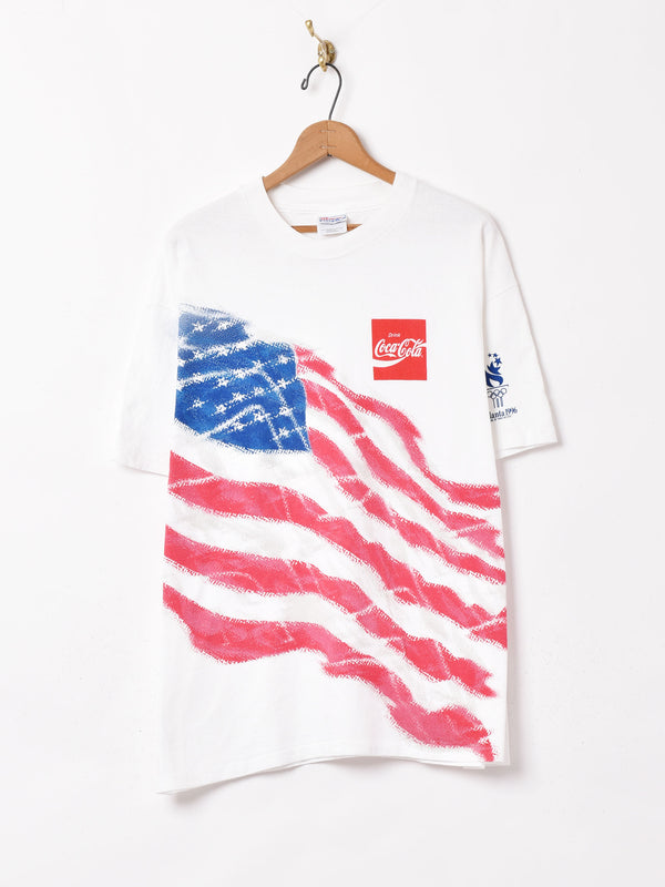 アメリカ製 COCA COLA 星条旗 プリントTシャツ
