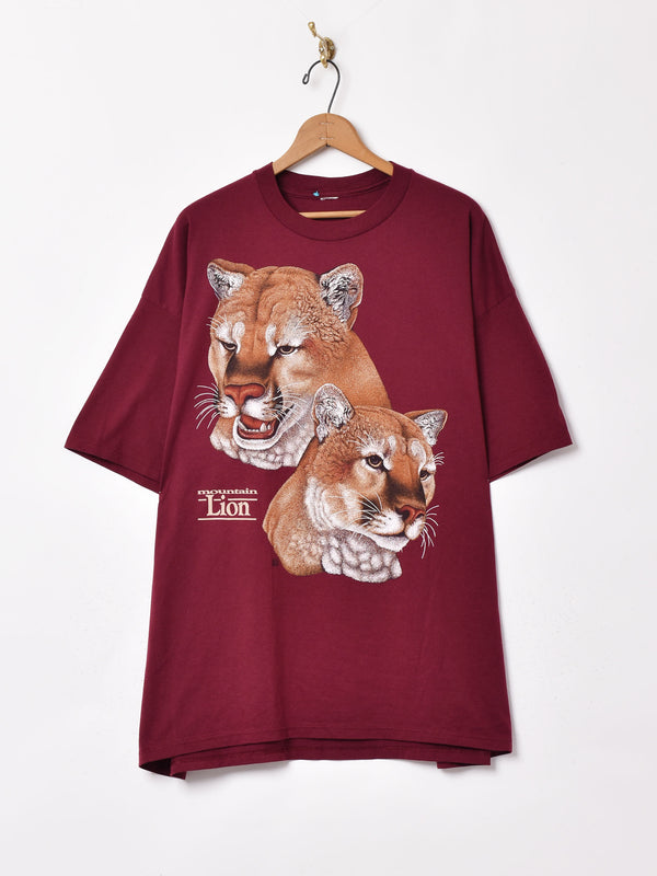 ビッグサイズ ライオン プリントTシャツ