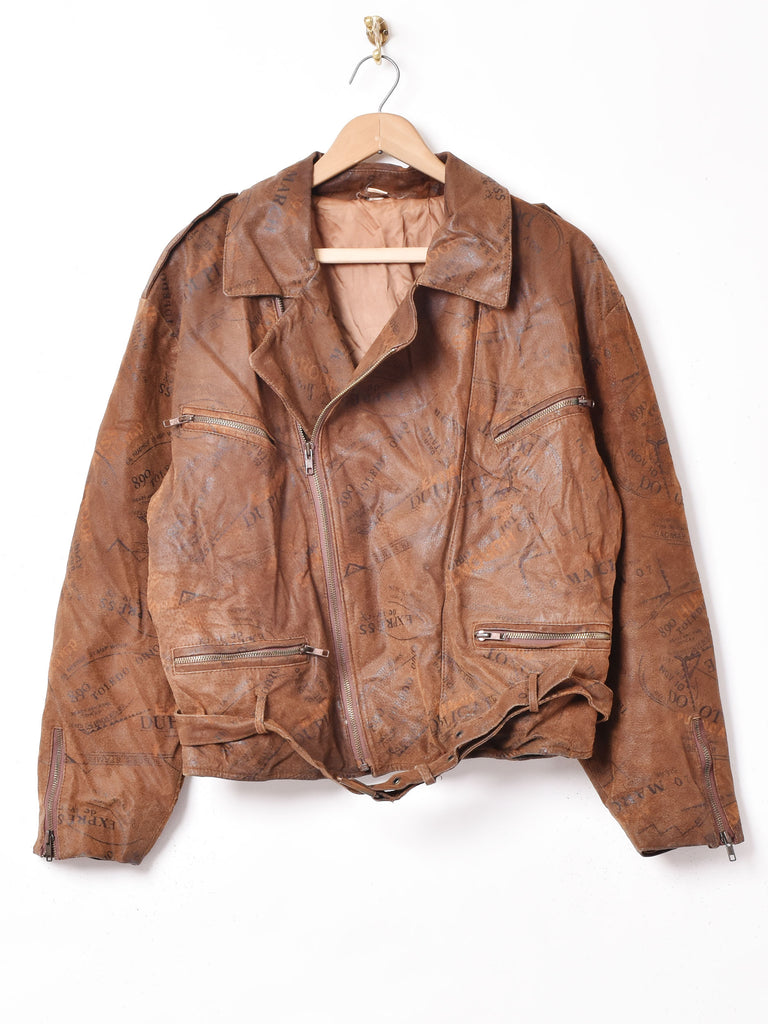 プリント レザージャケット