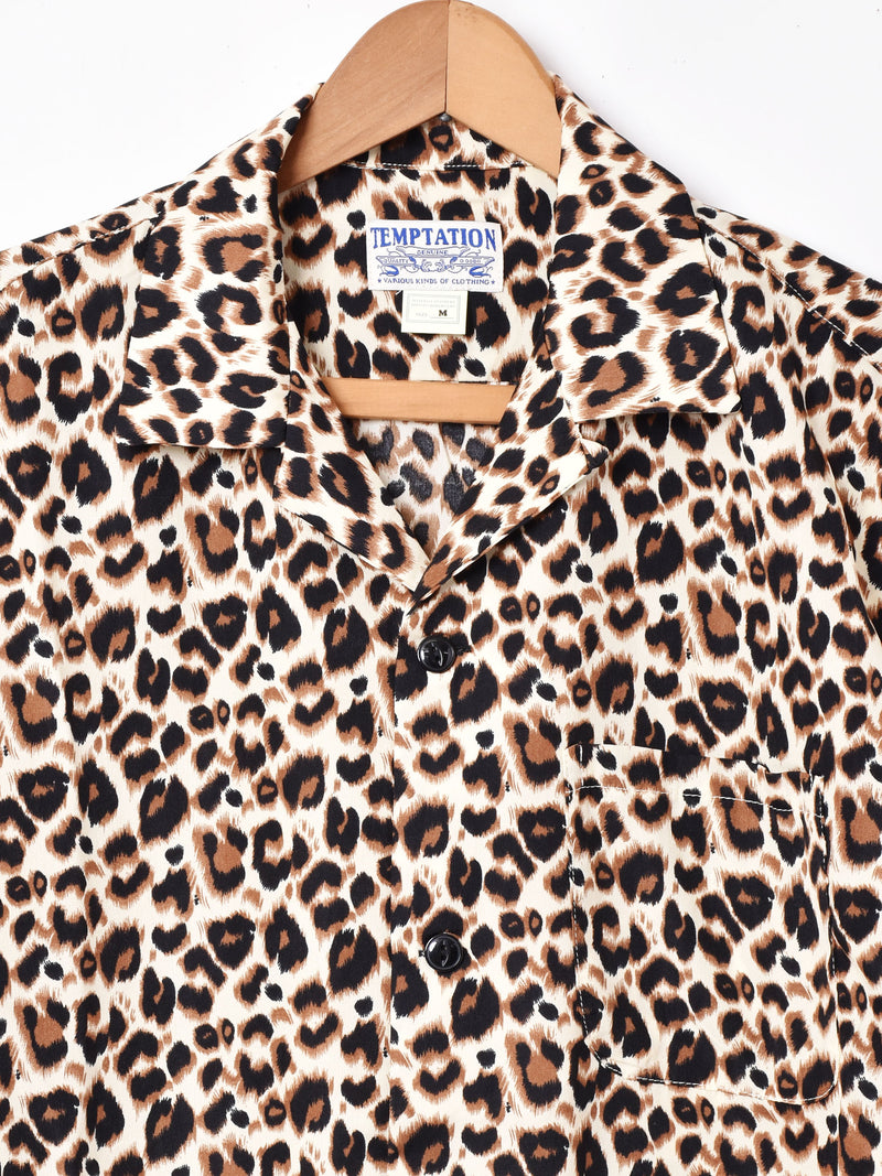 【3色展開】TEMPTATIONレオパード柄 オープンカラー 長袖シャツ