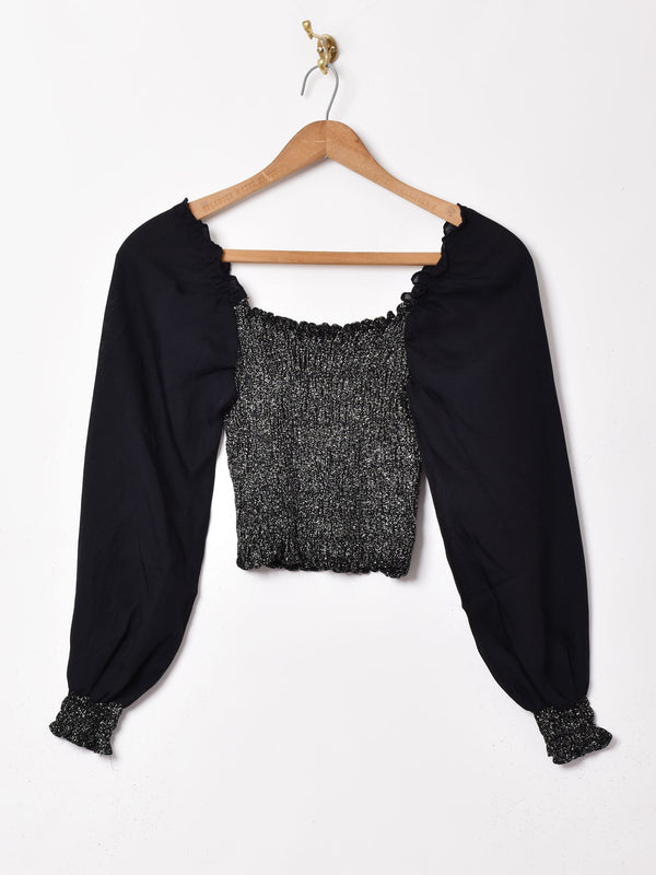 長袖 ラメ デザイントップス