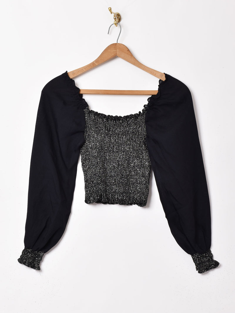 長袖 ラメ デザイントップス