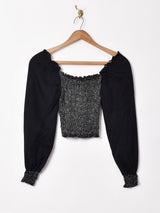 長袖 ラメ デザイントップス