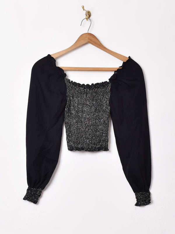 長袖 ラメ デザイントップス