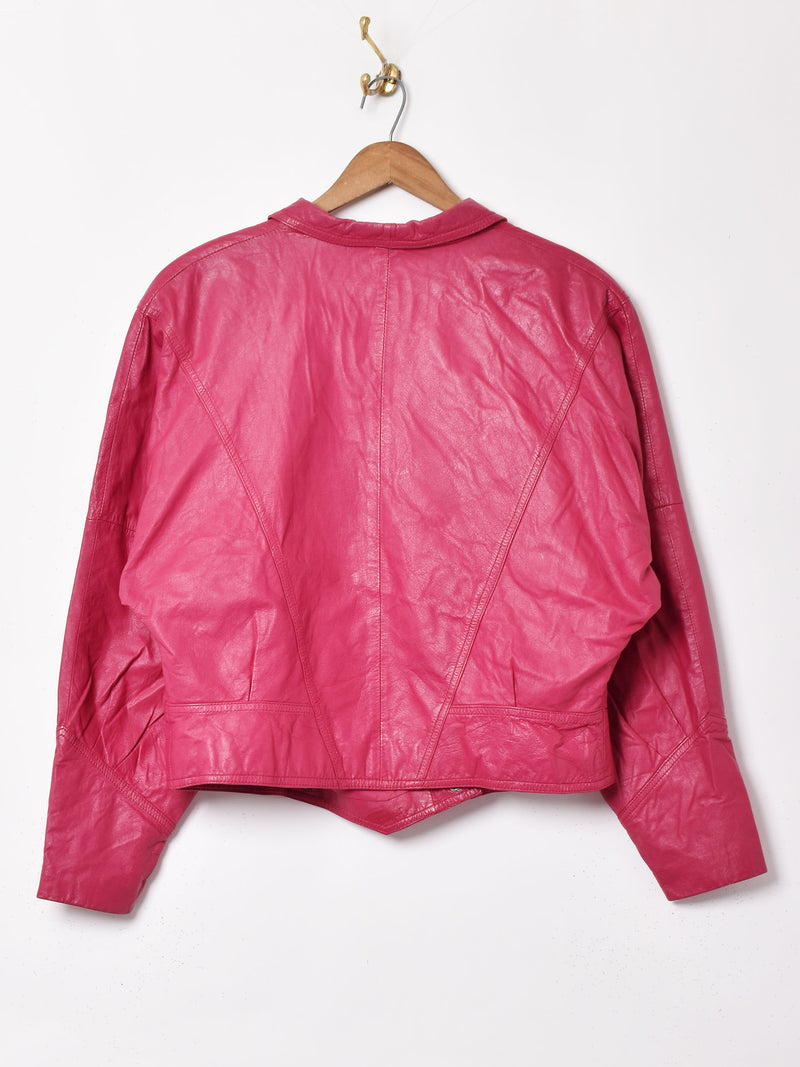 ピンク デザインレザージャケット