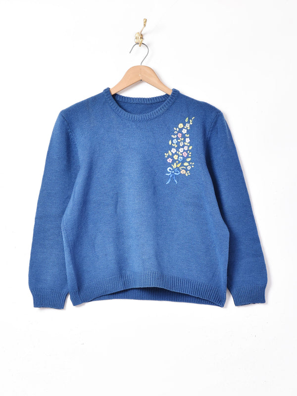 花刺繍セーター