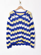 ウェーブデザイン 長袖 クロシェトップス