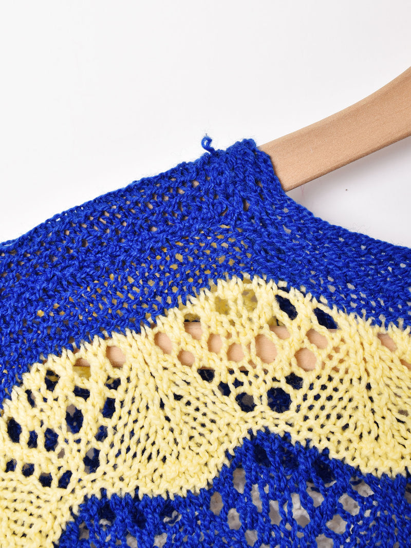 ウェーブデザイン 長袖 クロシェトップス