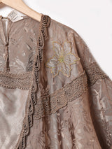 イタリア製 織り柄 装飾 長袖ブラウス