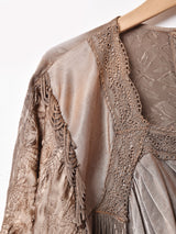 イタリア製 織り柄 装飾 長袖ブラウス