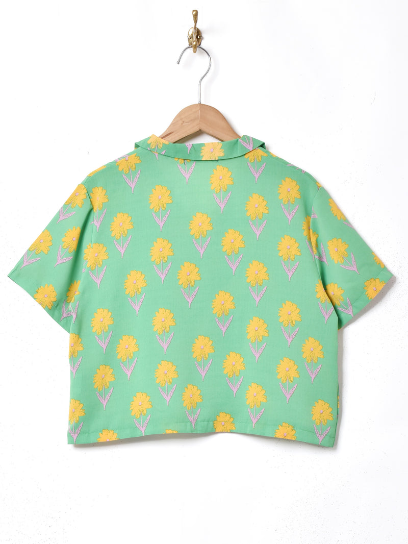 【2色展開】Meridian 花柄 オープンカラー半袖シャツ