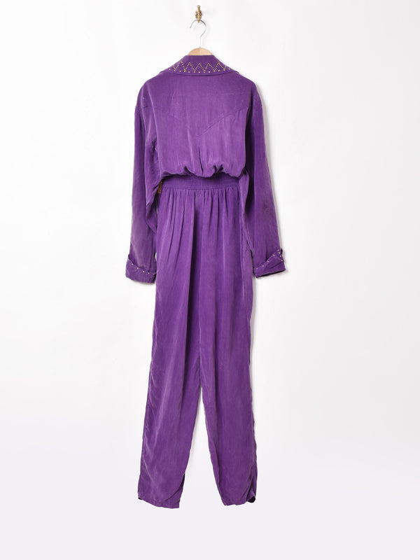 スタッズデザイン 長袖 ジャンプスーツ